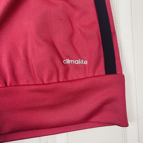 Adidas Pink Track Jacket Womens Large Climalite Full Zip 3 Stripe Activewear - Picture 5 of 15